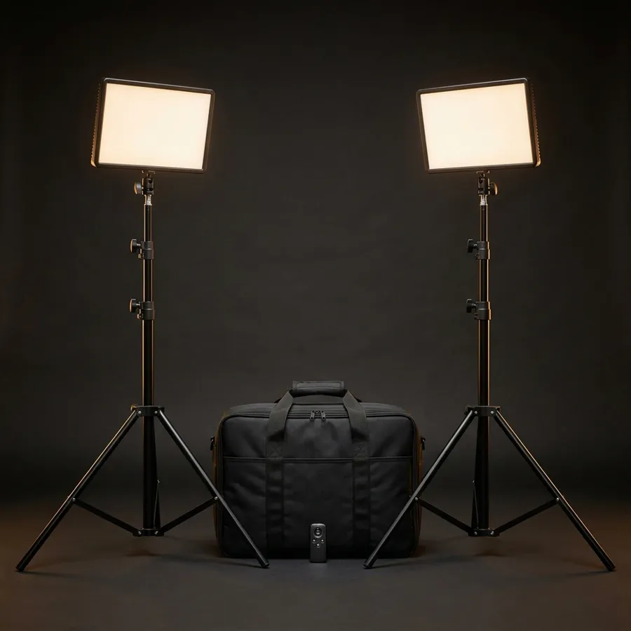 Imagen ilustrativa de NiceVeedi kit de 2 paneles LED con trípodes